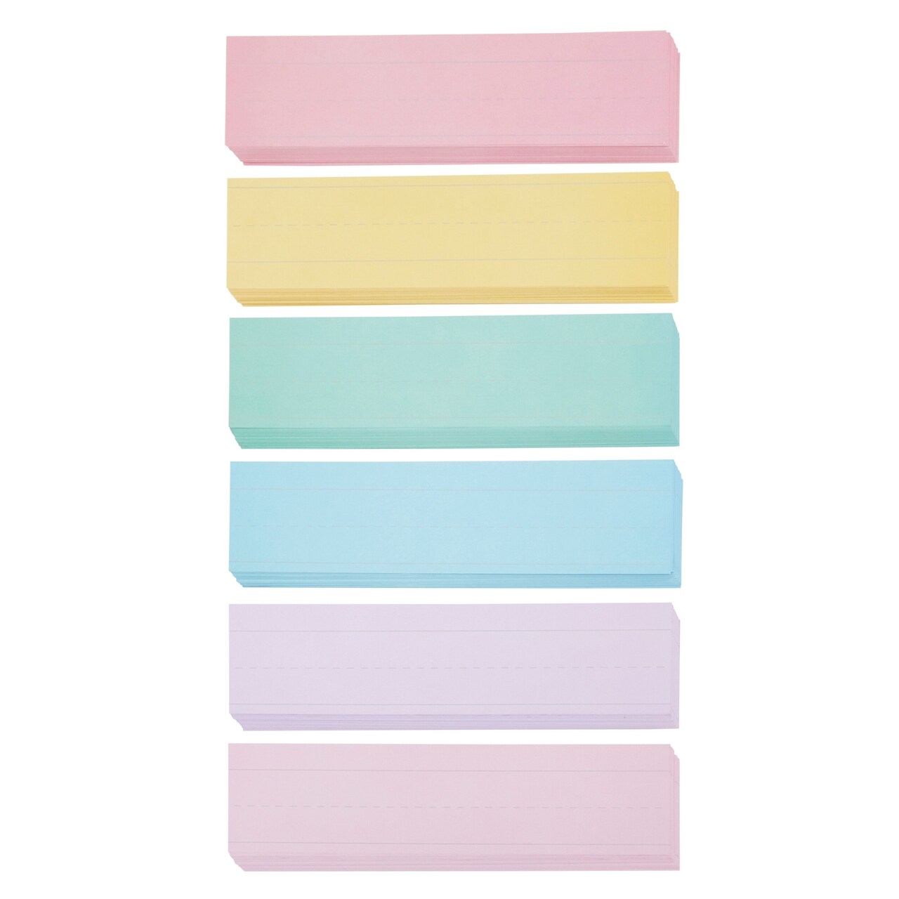 300 Pack Pastel Ruled Sentence Building Word Strips for School, Kids and Classrooms (6 Colors 3x12 In)
